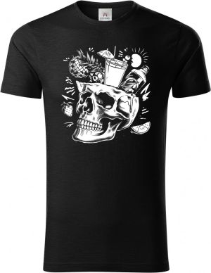 Párty v hlavě, lebka, V2, bílý potisk