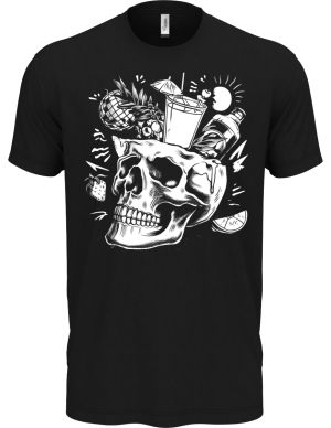 Párty v hlavě, lebka, V2, bílý potisk