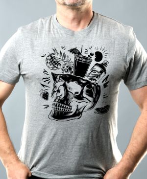 Párty v hlavě, lebka, V2, černý tisk