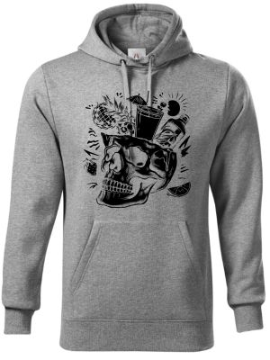 Párty v hlavě, lebka, V2, černý tisk