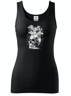 Párty v hlavě, lebka, V3, bílý potisk