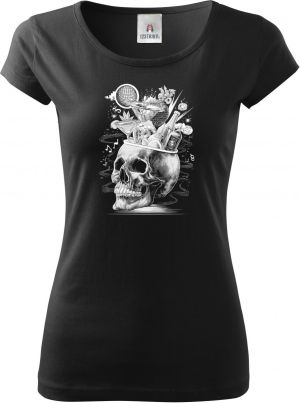 Párty v hlavě, lebka, V3, bílý potisk