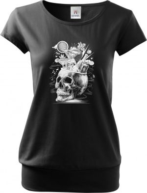 Párty v hlavě, lebka, V3, bílý potisk