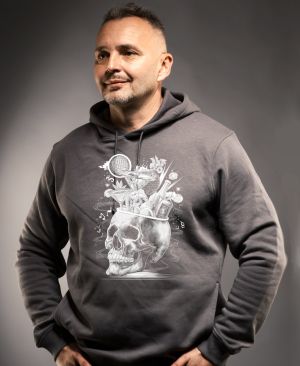 Párty v hlavě, lebka, V3, bílý potisk