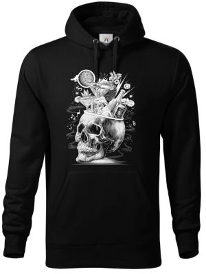 Párty v hlavě, lebka, V3, bílý potisk