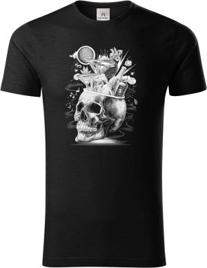 Párty v hlavě, lebka, V3, bílý potisk