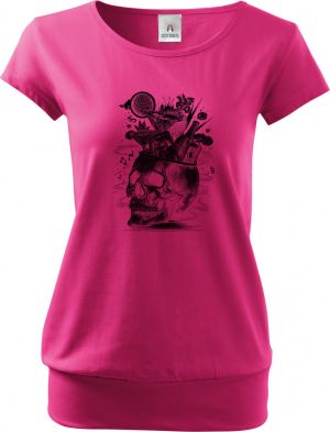 Párty v hlavě, lebka, V3, černý tisk