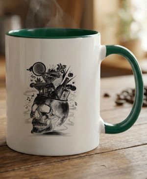 Párty v hlavě, lebka, V3, černý tisk