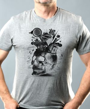 Párty v hlavě, lebka, V3, černý tisk