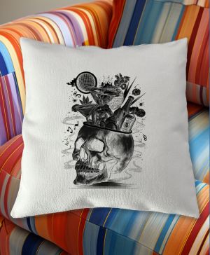 Párty v hlavě, lebka, V3, černý tisk