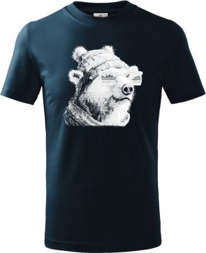Pixel medvěd, bílý potisk
