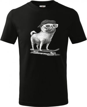 Psí jízda, mops, bílý potisk