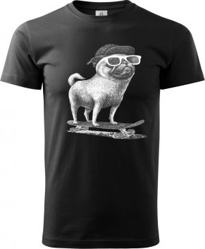 Psí jízda, mops, bílý potisk