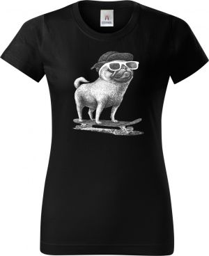 Psí jízda, mops, bílý potisk