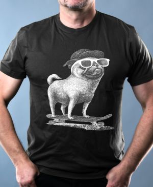 Psí jízda, mops, bílý potisk