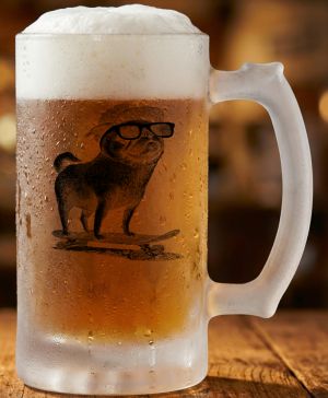 Psí jízda, mops, černý potisk