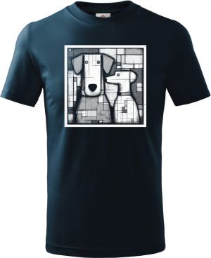 Psi v kubistickém stylu, bílý potisk