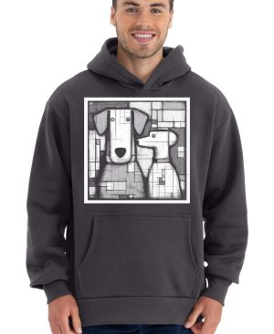 Psi v kubistickém stylu, bílý potisk