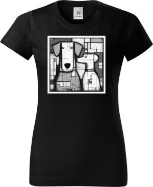 Psi v kubistickém stylu, bílý potisk