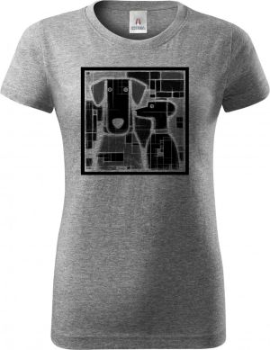 Psi v kubistickém stylu, černý potisk