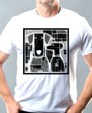 Psi v kubistickém stylu, černý potisk