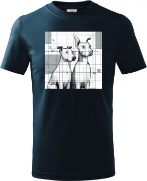 Psi v kubistickém stylu, V2, bílý potisk