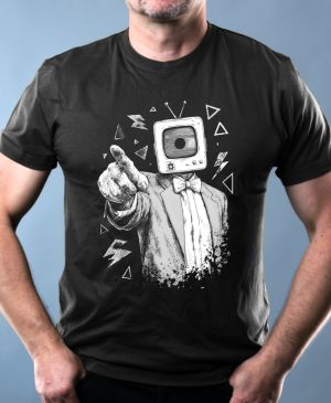 Retro TV man, bílý tisk