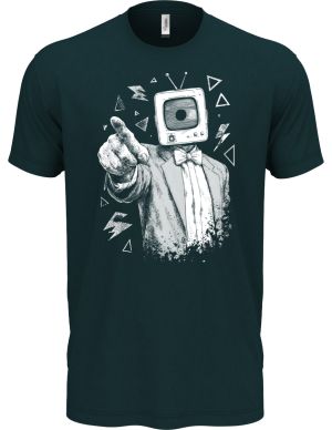 Retro TV man, bílý tisk