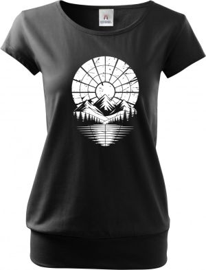 Retro výhled na hory, bílý potisk