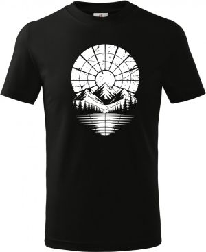 Retro výhled na hory, bílý potisk