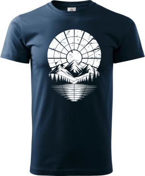 Retro výhled na hory, bílý potisk