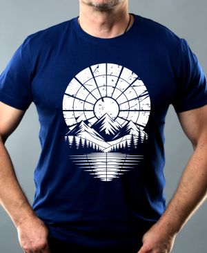 Retro výhled na hory, bílý potisk