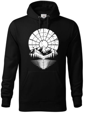 Retro výhled na hory, bílý potisk