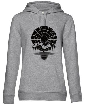 Retro výhled na hory, černý potisk