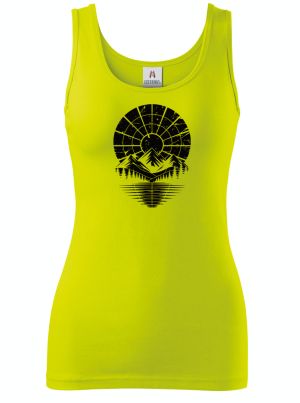 Retro výhled na hory, černý potisk