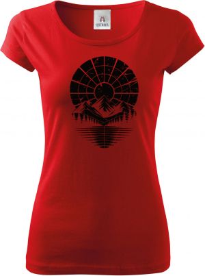 Retro výhled na hory, černý potisk