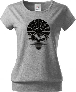 Retro výhled na hory, černý potisk