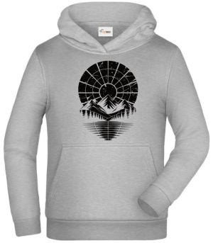 Retro výhled na hory, černý potisk