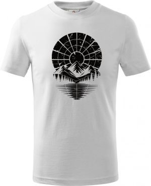 Retro výhled na hory, černý potisk