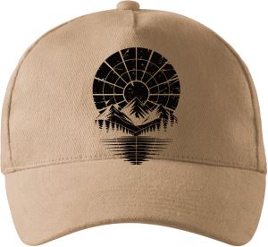 Retro výhled na hory, černý potisk