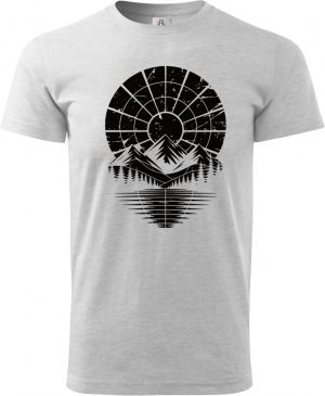 Retro výhled na hory, černý potisk