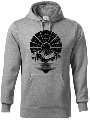 Retro výhled na hory, černý potisk