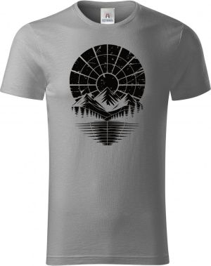 Retro výhled na hory, černý potisk