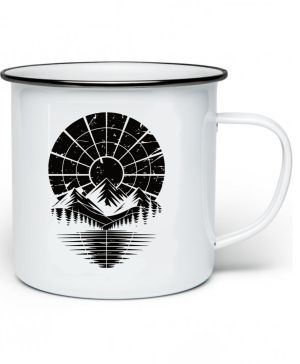 Retro výhled na hory, černý potisk