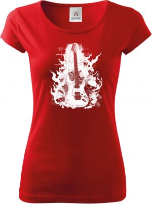 Rocková kytara pekla, bílý potisk