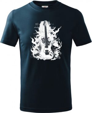 Rocková kytara pekla, bílý potisk