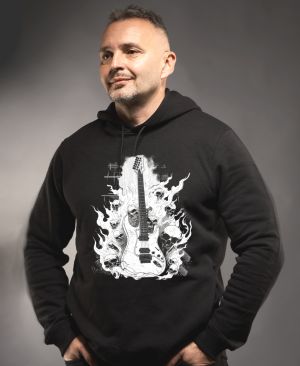 Rocková kytara pekla, bílý potisk