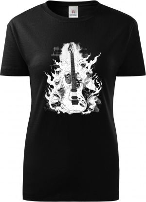 Rocková kytara pekla, bílý potisk