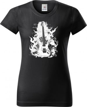 Rocková kytara pekla, bílý potisk