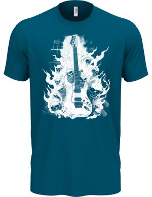 Rocková kytara pekla, bílý potisk